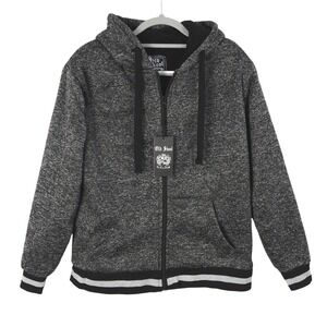 NEW Old Skool Sherpa Lined Full Zip Hoodie Jacket Adult Large Heather Charcoal